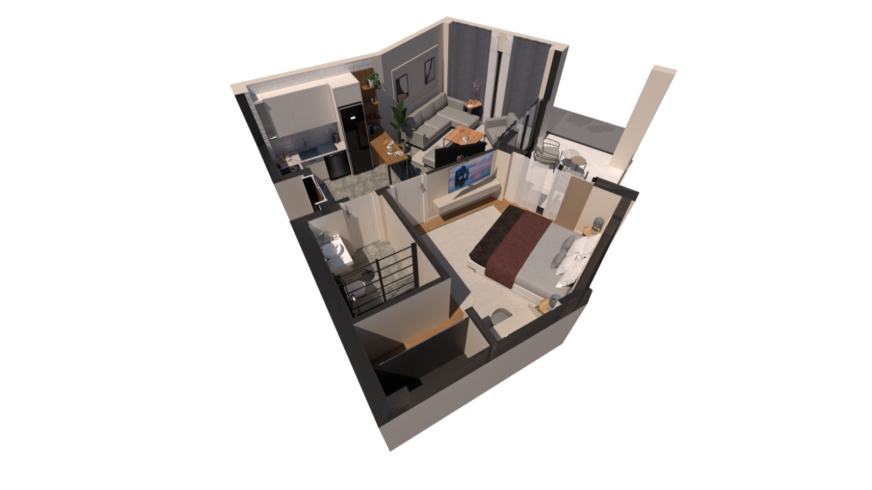 BİR ARTI BİR AKSONOMETRİK