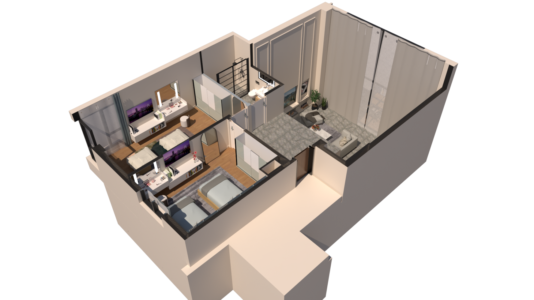 Type_R_Giriş_Kat_Aksonometric